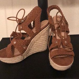 Brown, braided wedges!